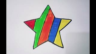 How to draw Rainbow Little Star  Draw And Color A Star Shape  Step by step Drawing [upl. by Ahtiekal]