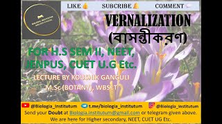 VERNALIZATION বাসন্তীকরণ ll HS SEM II NEET JENPUS CUET UG ll biology [upl. by Cynth296]