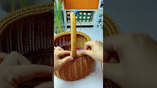 How to Craft Round Hand Basket with Rattan diy rattan craft [upl. by Nehr]