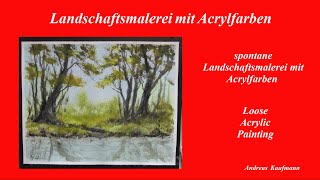 Landschaftsmalerei mit Acrylfarben auf Makulaturtapete 80g  geeignet für Anfänger [upl. by Naig]