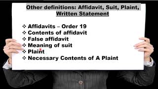 MEANING OF  AFFIDAVITSUITPLAINTWRITTEN STATEMENT for PCS J amp other law exams [upl. by Issac]