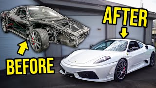 FULL BUILD  Rebuilding And Heavily Modifying A WRECKED 300000 Ferrari 430 Scuderia [upl. by Kerwin]