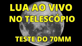 LUA AO VIVO NO TELESCÓPIO DE 70mm  LUA EM QUARTO CRESCENTE [upl. by Shuping]