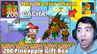 GACHA 200 Pineapple Gift Box  NEW WARRIOR CHARM OMG  Growtopia [upl. by Ecertal]