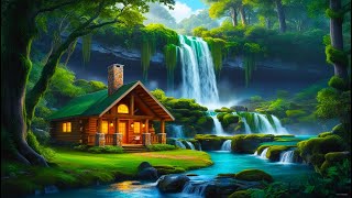 Waterfall Symphony Ultimate Relaxation Music Forest Sound Waterfall amp birds sound Water Whistle [upl. by Alhahs]