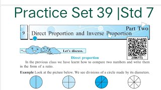 Practice Set 39  L9 Direct and Inverse Proportion  Std 7 Maths [upl. by Cha]