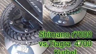 Shimano r7000 105 vs Tiagra 4700 Vergleich Gewicht 170mm 5034 [upl. by Petrick42]