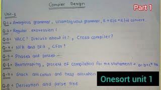 Compiler Design  unit 1 onesort important Questionsaktu Phases of compiler cse wale [upl. by Aileno154]