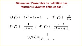 Exercice 1  Déterminer ensemble de définition dune fonction  1ere BAC S EX ET SM [upl. by Murial]