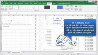 Scatter Diagrams Correlation and Regression in Excel 2016 [upl. by Amuwkuhc]