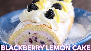 Dessert Blackberry Lemon Cake Roll Swiss Roll  Natashas Kitchen [upl. by Adnyleb]