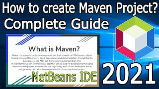 Maven project in NetBeans  2021 Update  Step by Step Maven Tutorial for Beginners [upl. by Anidal861]