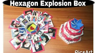 Hexagonal explosion box  Birthday anniversary  special occasion gifting ideas [upl. by Garling]