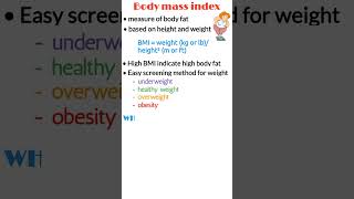 Body mass index BMI BMI formula Underweight Overweight Obesity Youtube Shorts Medical Shorts [upl. by Frentz240]