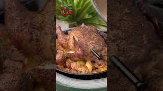 Thanksgiving Kamado Smoked Chicken on a Skillet kamadogrill charcoalgrill barbecuegrill [upl. by Yadnil322]