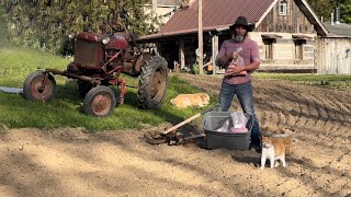 1920 planet JR 4 Planting green and potato’s the oldfashioned way with the Farmall cub￼ and a hoe [upl. by Reames]