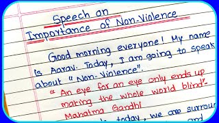 Speech on Nonviolence  Nonviolence Speech in English  Short Speech on Nonviolence [upl. by Arec714]