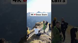 4K🇨🇭Stoos Stairs swissmountain sunset winter snow alps swissalps fog trees stoos hike [upl. by Yenahs920]