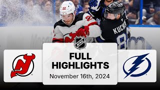 NHL Highlights  Devils vs Lightning  November 16 2024 [upl. by Urbanna]