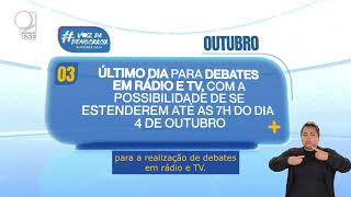 Calendário Eleitoral último dia para debates no rádio e na TV [upl. by Nhojleahcim941]