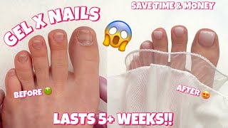 HOW TO DO GEL X NAILS ON YOUR TOES  LASTS 5 WEEKS  VIRAL PRE OMBRÉ XCOAT TIPS  SAVE TIME amp MONEY [upl. by Menashem427]