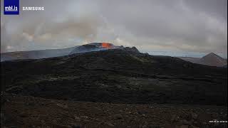 Geldingadalir Volcano Iceland LIVE Fixed closeup [upl. by Eneirda]