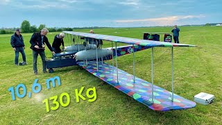 Amazing XXXL 130Kg WW1 Bomber Zeppelin Staaken RVI 4 Engine RC Model  ProWing 2023 [upl. by Ymmik435]