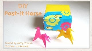 Postit Note Crafts  How to fold a Kirigami Horse with a Postit Note [upl. by Anrak328]