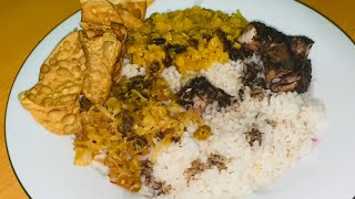 Bite 27  Rice and curry with cabbage papadam lentil curry and fish curry  ASMR [upl. by Luciano919]