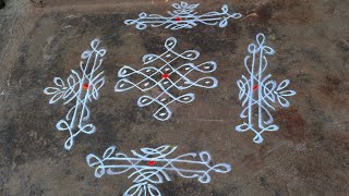 Mellikala muggulu  5×3×1 dots  Easy muggulu  Daily rangoli designs [upl. by Arluene]