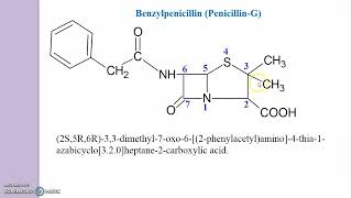 Drawing of Penicillin Structure  Benzylpenicillin Phenoxymethylpenicillin [upl. by Eirased]