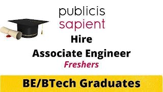 publicis sapient hiring for freshers  Associate engineer role  Graduate eligible [upl. by Eiramasil859]