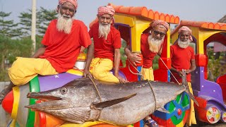 147 Pounds Giant Sword Fish Cutting amp Cooking by Grandpa  Big Fish Kosha Curry Recipe [upl. by Hearsh703]