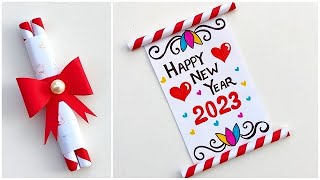 DIY Happy new year greeting card 2023  Handmade new year card making  New year special card ideas [upl. by Enrahs]