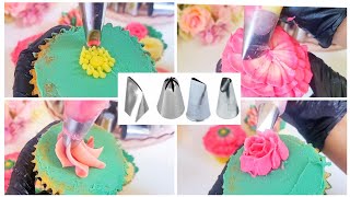 6 Different Cake Nozzles ideas  Flower Cake Decorating Tips and Tricks 🍰 [upl. by Brenza]