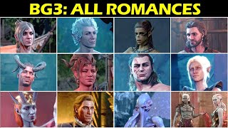 BG3 All Romances amp Kissing Scenes  Baldurs Gate 3 [upl. by Eicul829]