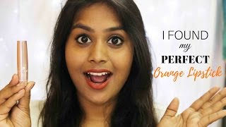 I FOUND MY PERFECT ORANGE LIPSTICK  LAKME 9 to 5 CHERRY CHIC  REVIEW amp SWATCH [upl. by Atinuahs274]