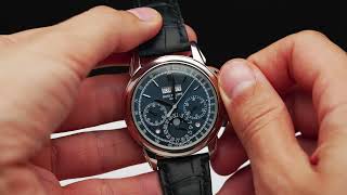 Patek Philippe ref 5270G014 Perpetual Calendar Chronograph Blue dial 18K White Gold [upl. by Ulu]