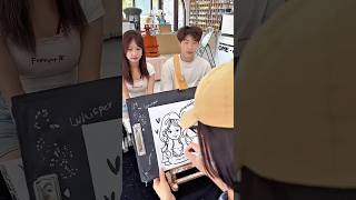 art artist paint draw portrait acrylicpainting picture tiktok caricature reaction couple [upl. by Leeda]