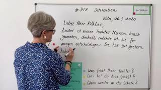 DTZ Mitteilung schreiben  halbformeller Brief  Entschuldigung  B1  Deutsch lernen [upl. by Syd187]