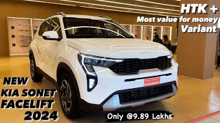 New Kia Sonet Facelift 2024 HTK plus Petrol  MOST VFM VARIANT  Full review 😍🔥 [upl. by Ives]