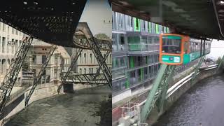 Wuppertal Schwebebahn 1902 amp 2015 side by side video [upl. by Aicilyhp]