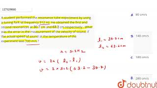 A student performed the resonance tube experiment by using a tuning fork of frequency [upl. by Halle367]