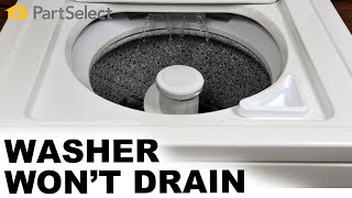 Washer Troubleshooting TopLoad Washer Wont Drain  How to Fix Your Washer  PartSelectcom [upl. by Rafe]