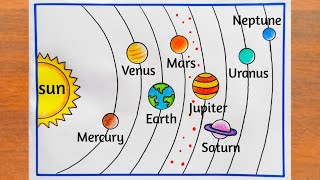 Solar System Drawing  How to Draw Solar System Planets Easy Steps  Solar System Diagram Drawing [upl. by Shandie]