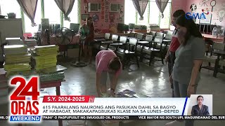 615 paaralang naurong ang pasukan dahil sa bagyo at habagat makakapagbukas  24 Oras Weekend [upl. by Anella]