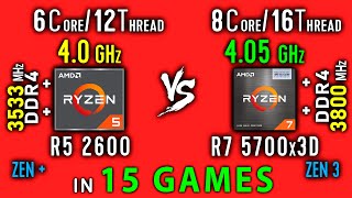 Ryzen 5 2600 vs Ryzen 7 5700x3D Test in 15 Games or R7 5700x3D vs R5 2600x OC [upl. by Hintze653]