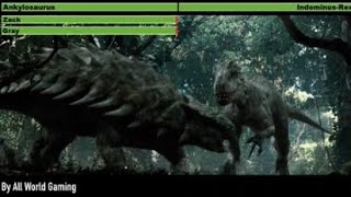 Indominus Rex vs Ankylosaurus With Healthbars [upl. by Natica]