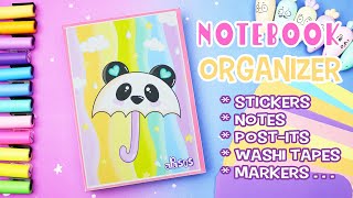 NOTEBOOK Folder ORGANIZER of Stickers Postits Mini notebook markers washi tapes  aPasos Crafts DIY [upl. by Eltsryk397]