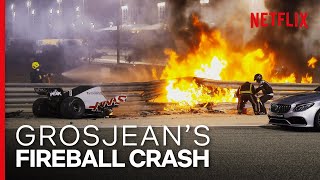 Grosjeans Insane Fireball Crash  Formula 1 Drive To Survive S3  Netflix [upl. by Acey]